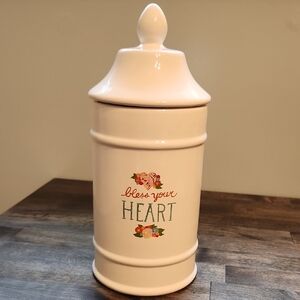 Bless Your Heart White Ceramic Canister with Lid
